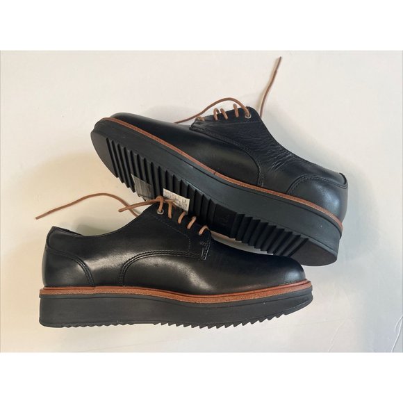 Clarks Teadale Rhea Womens 7M Leather Black Tan Lace Up Platform Oxford Shoes - Picture 9 of 16